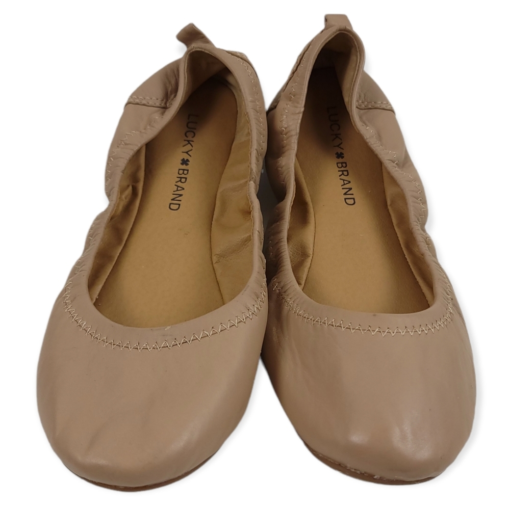 Lucky Brand Eleesia tan cream ballet Flat Shoes Size 7.5 leather